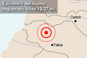 Sismo de magnitud 7,1 remeció esta tarde a la zona centro-sur del país