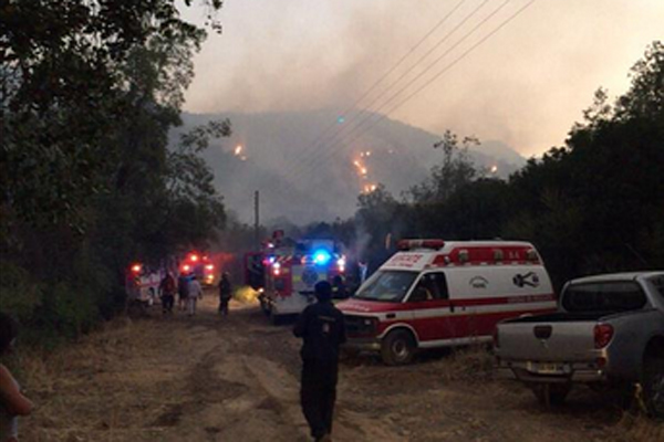 Incendio forestal arrasa con cuatro viviendas en la comuna de Paine